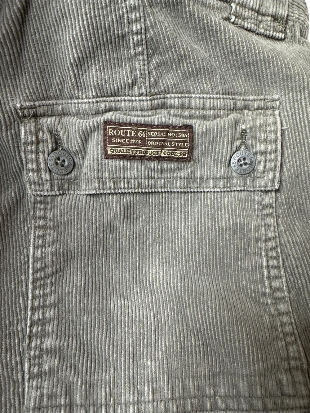 Vintage Route 66 Corduroy Cargo Gray Pants Size 32x32 Y2K